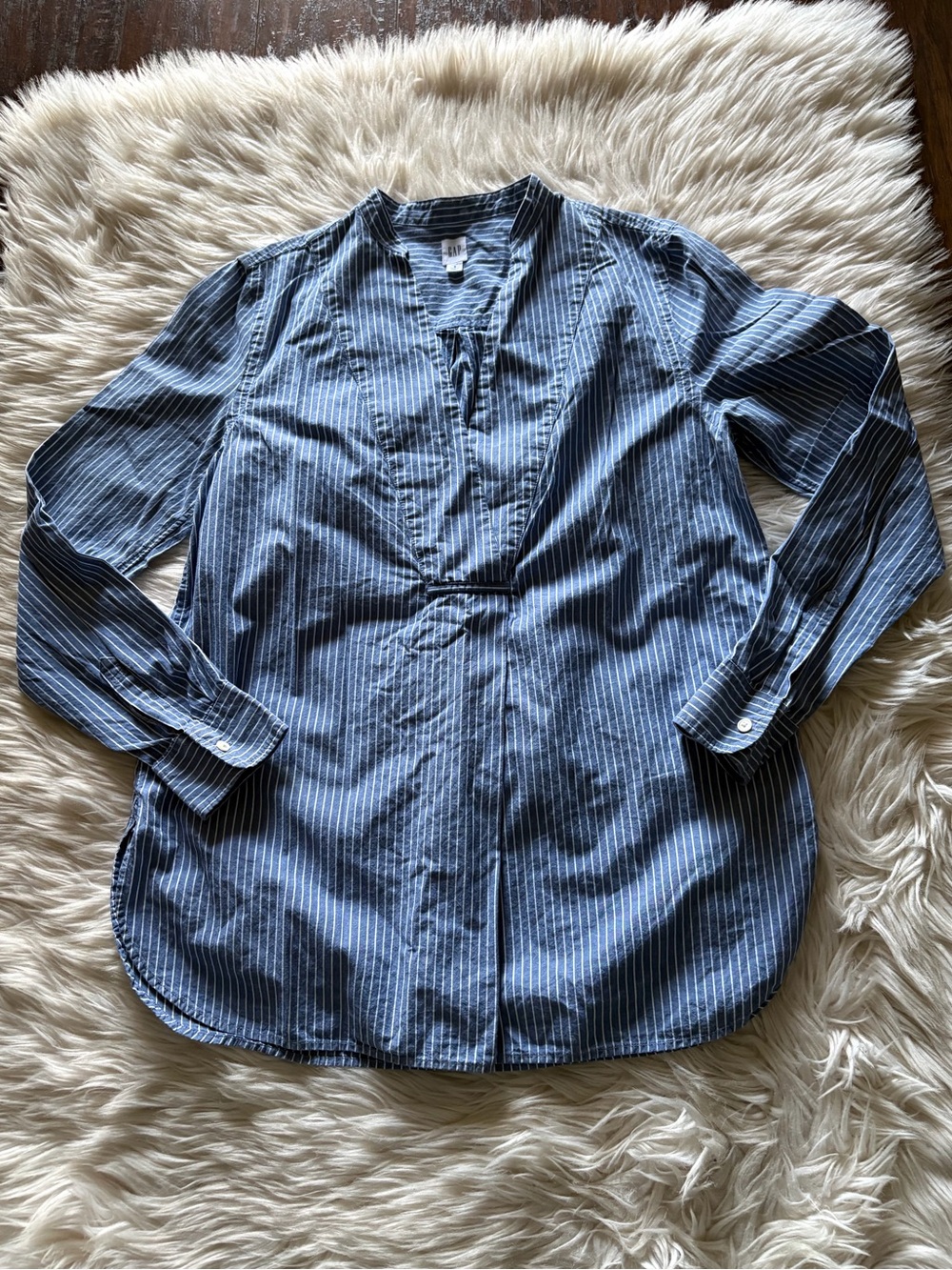 Gap Blue Striped Cotton Poplin Tunic Top
